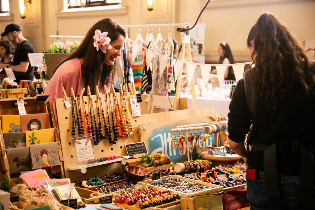 a happy stallholder of the latin makers market